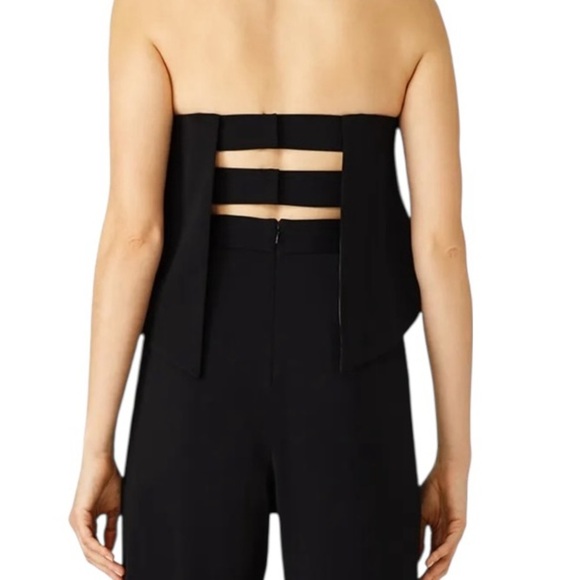 NWT DO+BE Black Strapless Overlay Front Ruffle Wide Leg Jumpsuit Black Size M - Picture 12 of 12